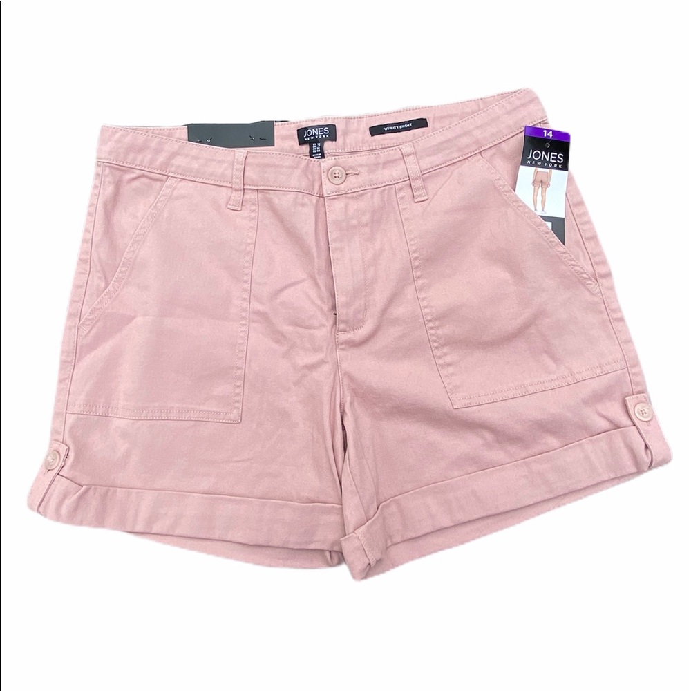 NWT Size 14 Pink Roll Up Cargo Shorts By JONES NY